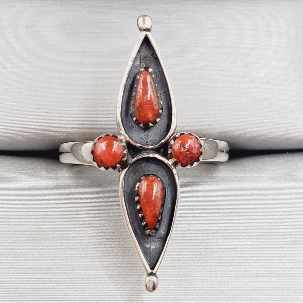 Coral Ring 925 Sterling Silver Ring 1.25ctw